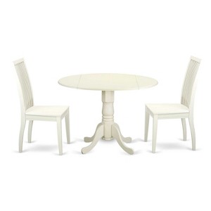 Kitchen Table Set 3pc - Dining Table & 2 Chairs - Small Space Bistro Table - Linen White Finish - 1 of 4
