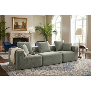 111'' Textured Chenille Modular Low-Profile 3-Seat Sectional Sofa with All-Foam Support, Deep Seat, and 5 Pillows - 1 of 4