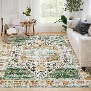 Area Rug, Rugs for Living Room, Non Slip Stain Resistant Kitchen Rug, Vintage Distressed Accent Rug - 1 of 4