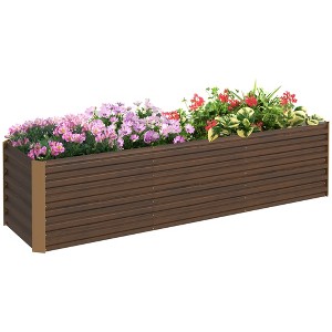 Outsunny 8x2x2ft Galvanized Raised Garden Bed Kit, Large Outdoor Metal Elevated Planter Box with Safety Edging for Flowers, Vegetables - 1 of 4