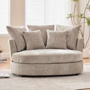 Hrinhom 55.1" W Accent Barrel Chair,Modern Oversized Sofa Chair with 5 Pillows - 1 of 4