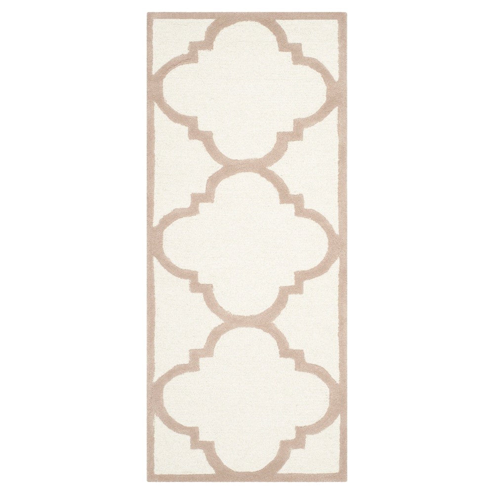 2'6inx6' Runner Landon Teture Wool Rug Ivory/Beige - Safavieh