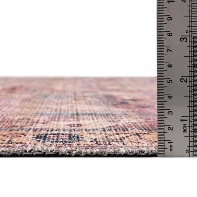 Nostalgia Octagon Pink Easy-Care Synthetic Area Rug