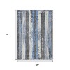 HomeRoots 9' X 12' Denim Blue And Gray Striped Washable Indoor Outdoor Area Rug - 3 of 4