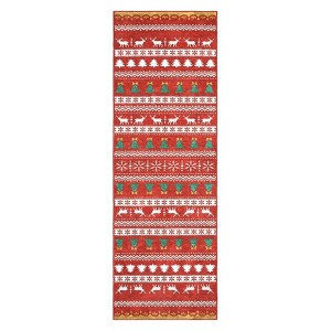 Coolmee Christmas Area Rug Washable Soft Neutral Farmhouse Rug Indoor Floor Carpet for Bedroom Under Dining Table Home Office Red - 1 of 4
