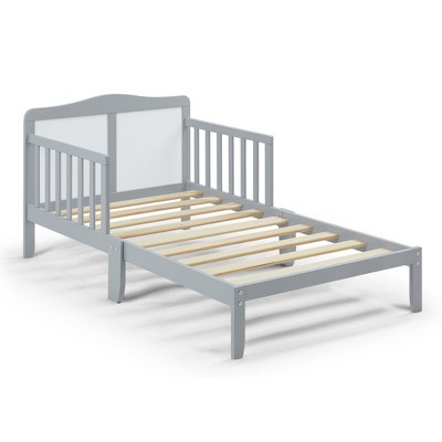 Infurnic Beds, Toddler Single Bed with Safety Guardrails and Headboard, Low To Floor Design for Toddler Children, Gray, 70"*36"*27"