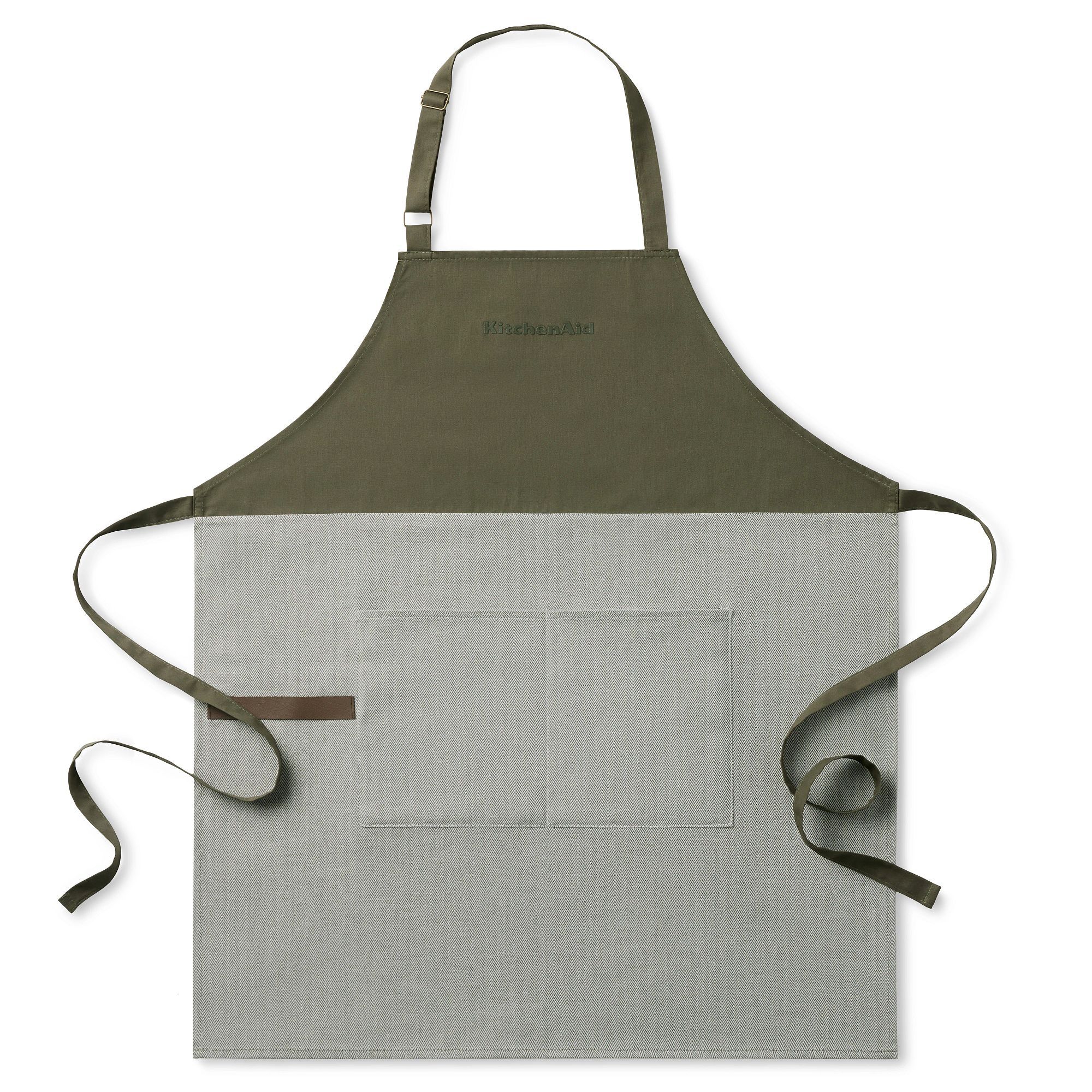KitchenAid Evergreen Design Series Herringbone Apron, 100% Cotton, Adjustable Straps, Deep Forest Green, 32"x28"