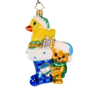 Christopher Radko 5.5 Inch Down With Fur In Blue Tree Ornaments - 1 of 3