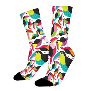 Tucan Birds Colorful Women Printed Crew Socks Funny Funky Socks Soft Polyester Novelty Gifts for Artists Men - 1 of 1