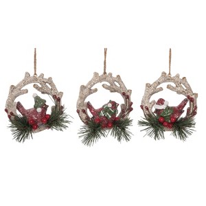 Transpac Resin Cardinal Wreath Ornament Set of 3 Home Decorations Christmas - 1 of 1
