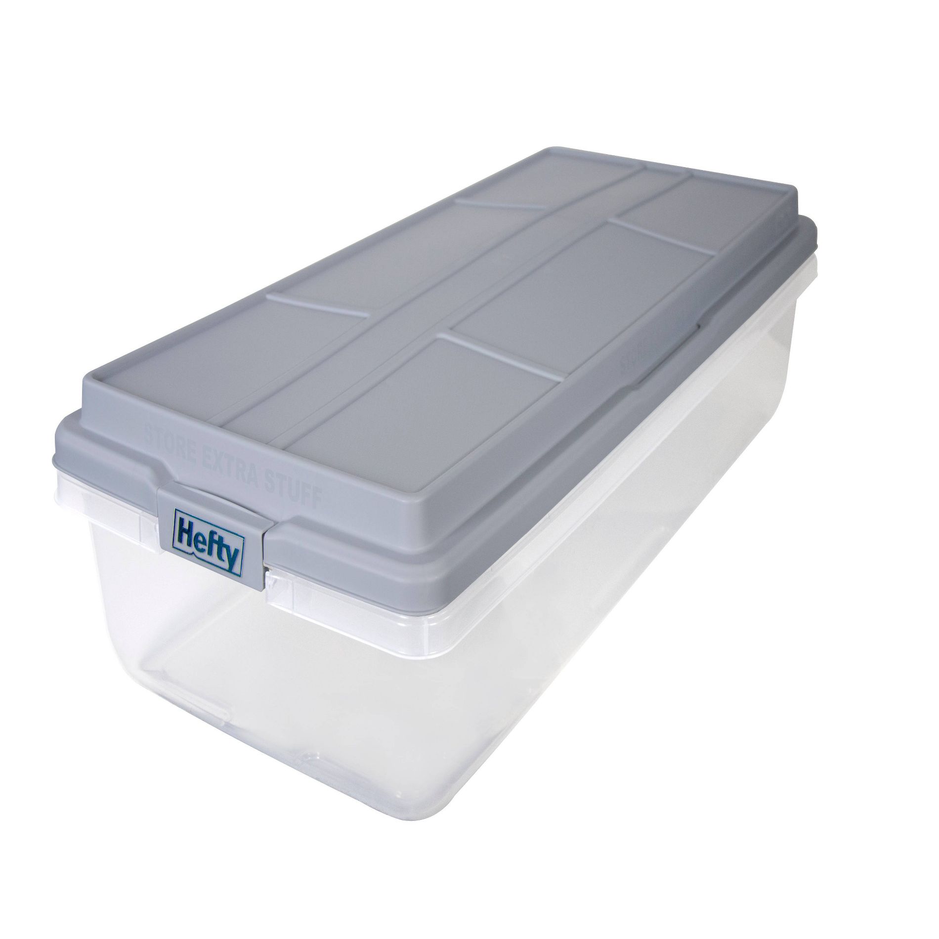 Hefty 63qt Hi-Rise Underbed Clear Storage: Plastic Utility Bin with Locking Handles & Latches, Long Universal Storage