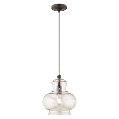Livex Lighting Art Glass 1 - Light Pendant in  English Bronze