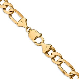Black Bow Jewelry 10mm, 14k Yellow Gold, Flat Figaro Chain Bracelet - 1 of 4