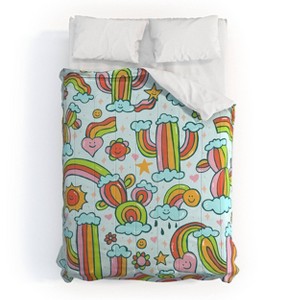 Deny Designs 3pc Queen Doodle by Meg Rainbow Cacti Comforter and Sham Set - 1 of 4