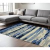 Navy Blue Ivory And Gray Wool Abstract Hand Tufted Area Rug - 2 of 4
