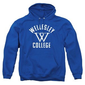 Wellesley College Official Blue Logo Adult Pull-Over Hoodie - 1 of 4