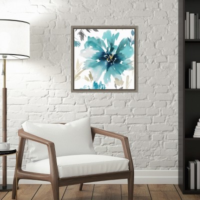 16" x 16" Blue and Green Floral Canvas Wall Art