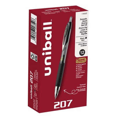 uni-ball uniball 207 Retractable Gel Pens Ultra Micro Point 0.38mm Black Ink Dozen (1790922)