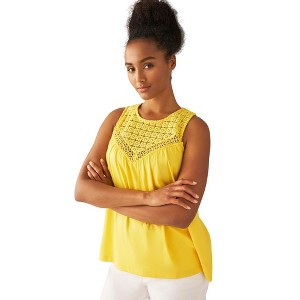 ellos Plus Size Crochet Lace Tank - 1 of 4