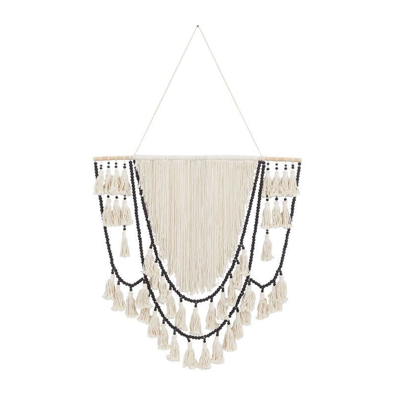 Cotton Macrame Weaved Intricately Wall Decor with Beaded Fringe Tassels - Olivia & May, 4 of 7