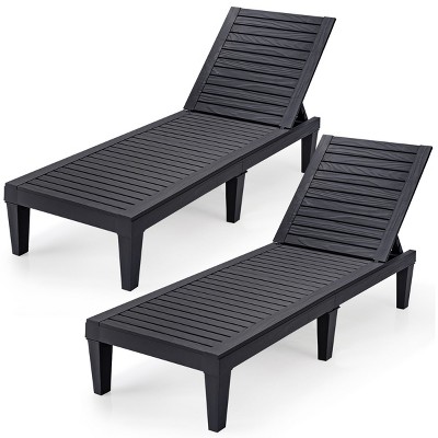 Tangkula 2PCS Patio Lounge Chair Chaise Recliner Adjustable Backrest Outdoor&Indoor Black/Brown