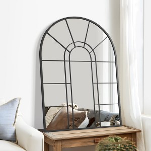 PexFix Iron Metal Frame Windowpane Wall Mirror Farmhouse Rustic Elegant Decor for Living Room Bedroom Bathroom Entryway - 1 of 4