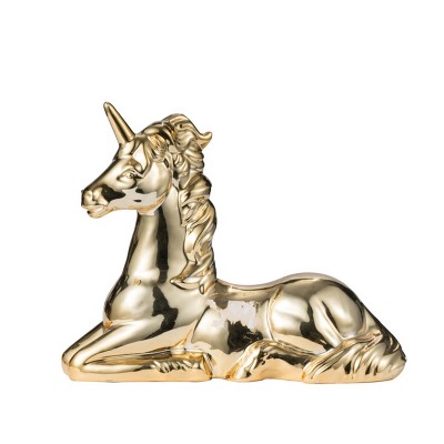 GlasFlength Decorative Objects Horse Decor Accent Horse Sculpture Decor Vintage Horse Table Decor for Living Room, Gold, 11"*4.5"*9"