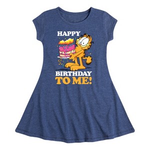Girls' - Garfield - Happy Birthday To Me Fit & Flair Cap Sleeve Dress - 1 of 3