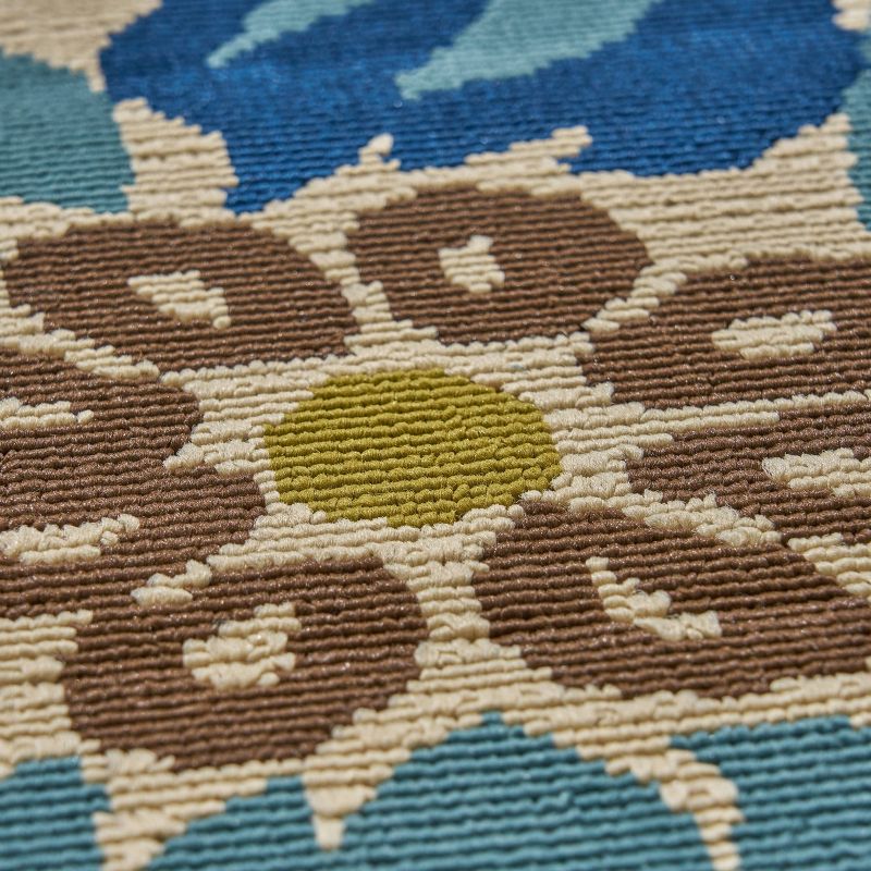 Wildwood Floral Outdoor Rug Ivory/Blue - Christopher Knight Home, 5 of 7