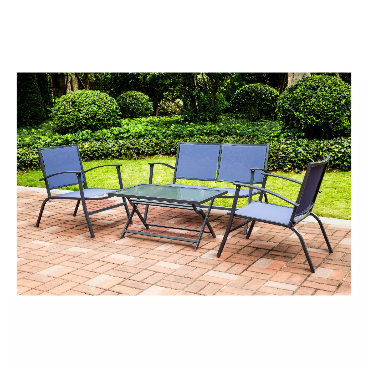 4pc Sling Patio Dining Set - Blue - Thresholdâ¢ - image 1 of 17