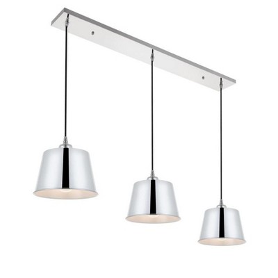 Modern Chrome 3-Light Pendant Lamp with Drum Shades