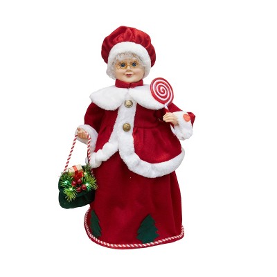 Season's Designs 17" Animated Musical LED Mrs. Claus Figurine with Lollipop Multicolored Christmas Decor for Indoor Use Tabletop & Mantel Display