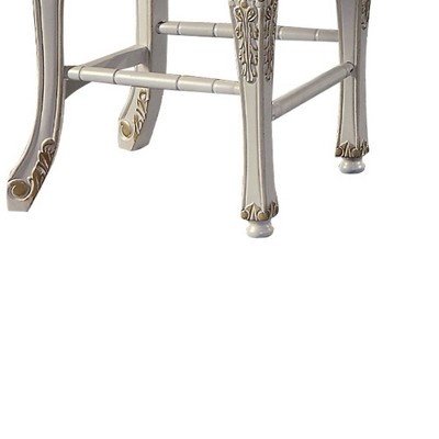 Vendome Antique Pearl Finish High Back Side Chair with Beige Upholstery