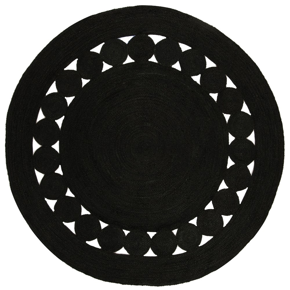 5' Solid Woven Round Area Rug Black - Safavieh