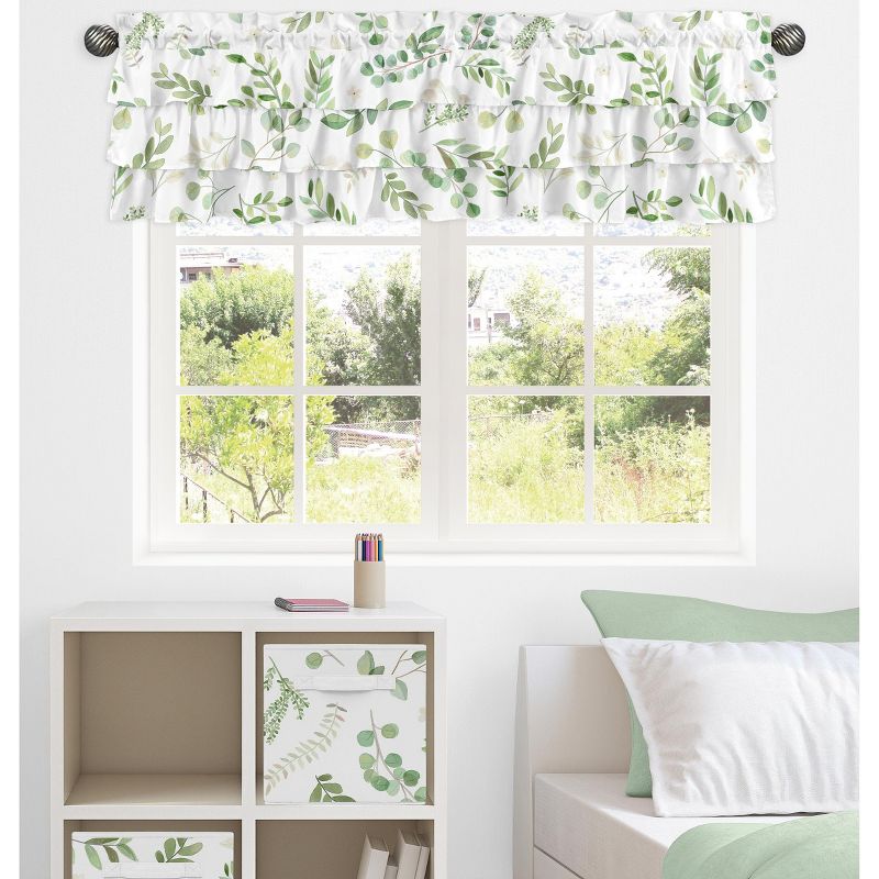 Sweet Jojo Designs Window Valance Treatment 54in. Botanical Green and White, 2 of 7