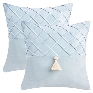 REGALWOVEN Diamond Pattern with Tassel Boho Soft Decorative Pillow Cases 2 Pcs - 1 of 4