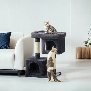 Cat Tree, 33.1-Inch Cat Tower, Cat Condo for Large Cats up to 16 lb, Large Cat Perch, 2 Cat Caves, Scratching Post, Cat Houses for Indoor - 1 of 4