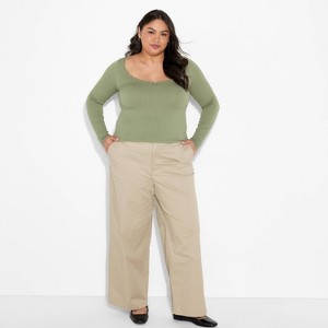 Women's Long Sleeve Seamless Square Neck Blouse - Wild Fable™ - 1 of 3