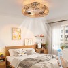 POWLIG 19.7" Industrial Ceiling Fan with Remote & Light Kit – 4 E26 Bulb Sockets, Adjustable Speeds, Timer, Vintage Cage Design - 3 of 4