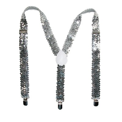 White Sequin Suspenders