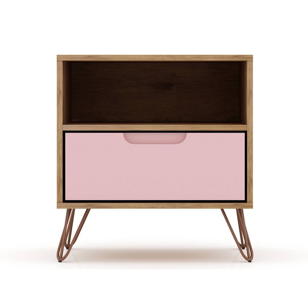 Photos - Storage Сabinet 1.0 Rockefeller Nightstand Rose Pink - Manhattan Comfort