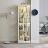 SKRAN 71" H Lighted Curio Cabinet Display Case, Wooden Cabinets with Adjustable Shelves and Tempered Glass Door for Living Room - 2 of 4