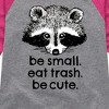 Girls' - Instant Message - Small Trash Cute Raccoon Shirt Tail Raglan Graphic T-shirt - 2 of 4