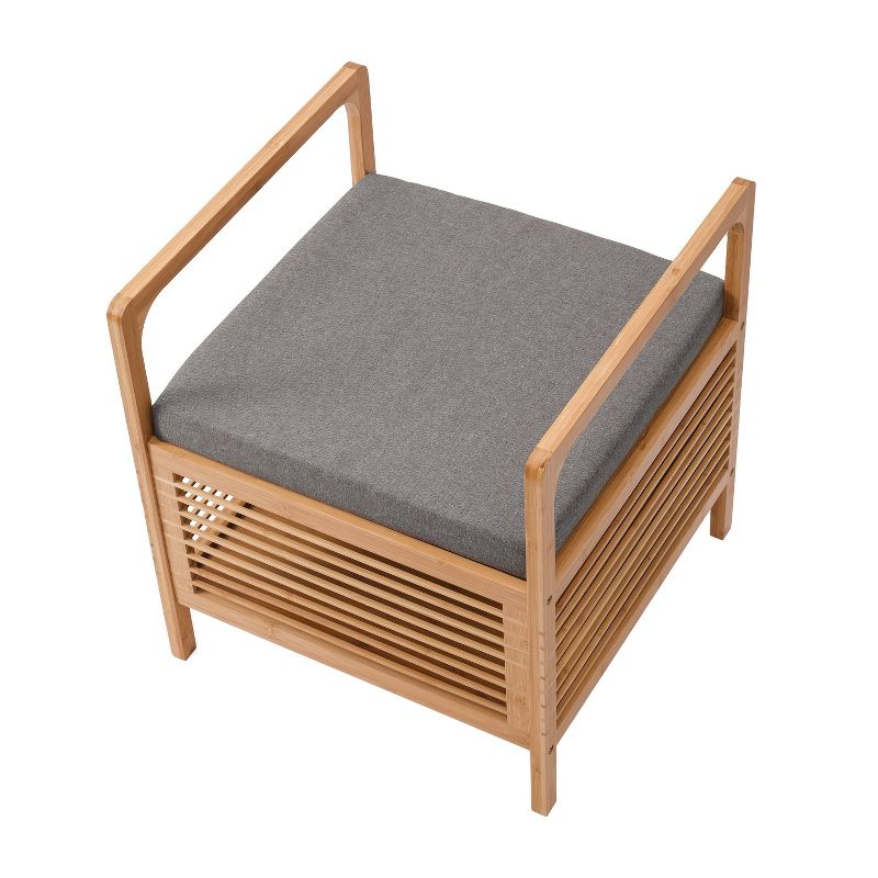 Square Cambridge Bamboo Storage Shoe Bench Natural - Proman Products, 2 of 10
