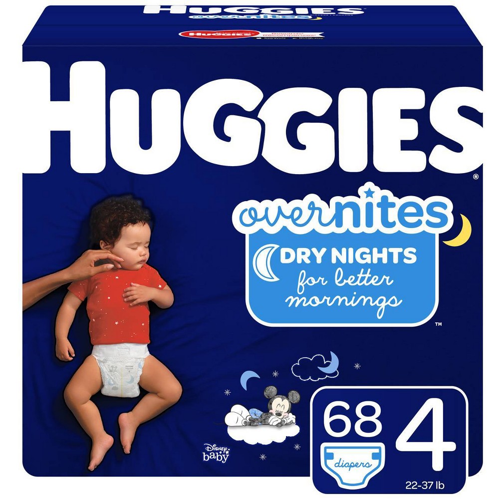 Huggies Overnites Nighttime Baby Diapers, Size 4, 58 Ct