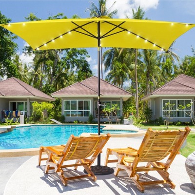 Sonkuki 10x6.5 ft LED Rectangular Patio Market Umbrella w/Tilt Adjustment
