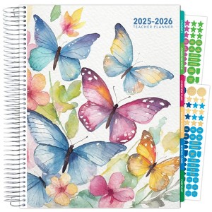 Global Printed Products Deluxe Teacher AY 2025-2026 Planner - 8.5"x11" (Watercolor Butterflies) - 1 of 4