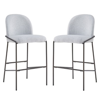 Set of 2 Upholstered Bar Stools with Backs, Metal Frame Counter Height Chairs, Modern Faux Leather Barstool for Kitchen-The Pop Home