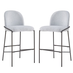 Set of 2 Upholstered Bar Stools with Backs, Metal Frame Counter Height Chairs, Modern Faux Leather Barstool for Kitchen-The Pop Home - 1 of 4