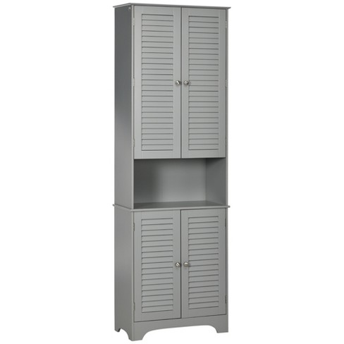 HOMCOM Tall Narrow Bathroom Storage Cabinet with Doors and Shelf